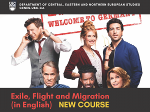 New Winter 2020 Course: GERM 206 (Exile, Flight and Migration)
