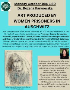 Dr. Karwowska Dr. Karwowska visits Wagner College to give talk on art by women prisoners in Auschwitz